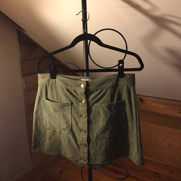 Altar'd State Dresses & Skirts - Altar’d State Army Green Suede Mini Skirt, EUC, L